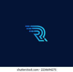 R letter logo design template elements. Modern abstract digital alphabet letter logo. Vector illustration.