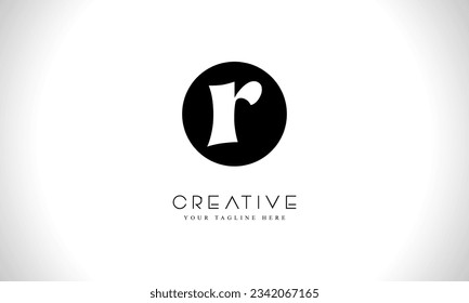 R letter logo design template with circle shape
