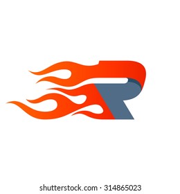 R letter logo design template. Fast fire speed vector unusual letter. Vector design template elements for your application or company.