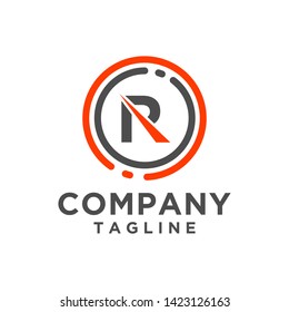 R Letter logo design vector icon with circle line. Minimalist style for business or finance brand company. Eps 10