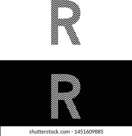 R Letter Logo Design Vector With Black and White