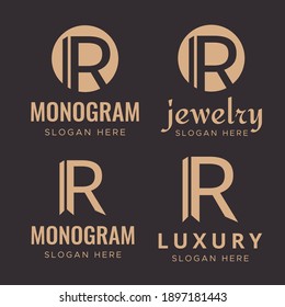 R letter Logo design vector template. Elegant crest leaf stamp vector log