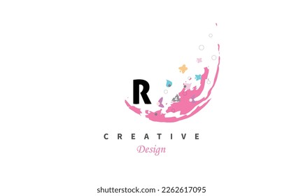 R letter logo design Vector abstract water color on white background design element..