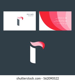 R Letter logo design vector element with Business card template