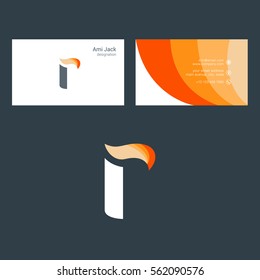 R Letter logo design vector element with Business card template