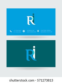 R & I Letter logo design vector element with Business card