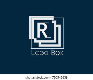 R Letter Logo Design Vector With Box