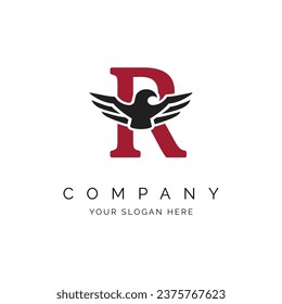 R Letter Logo, Eagle wings logo, Falcon Logo Template vector illustration design Icon Symbol. Alphabet R with Eagle symbol