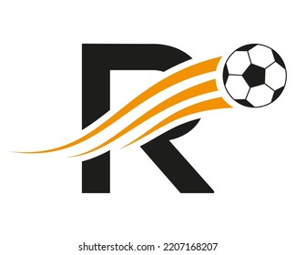 R letter logo, football logo design template vector.
