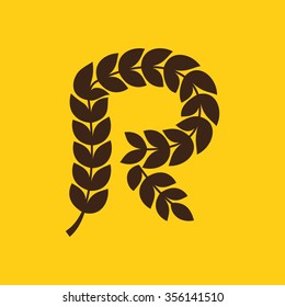 R letter logo formed by laurel wreath. Vector design template elements for your application or corporate identity.