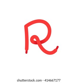 R letter logo formed by shoe lace. Vector design template elements for your sport application or corporate identity.