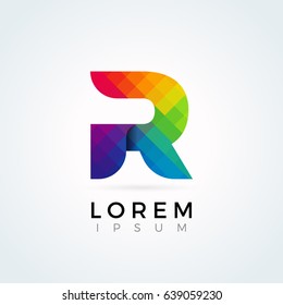 R Letter Logo Icon Colorful Abstract Mosaic Pattern Design template Element in uppercase