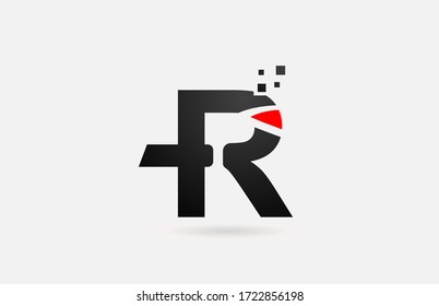 R letter logo icon for company and business with simple black and white dots design