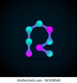 R letter logo icon template.Technology,network,digital,Vector Illustration
