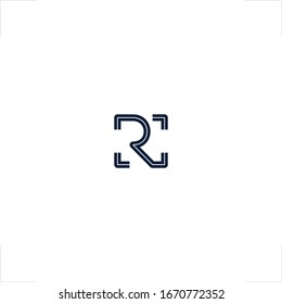 R letter logo initial capture frame design
