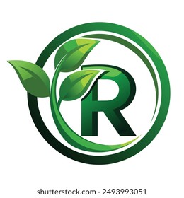 R letter logo initial leaf logo design vector