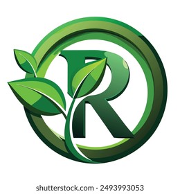 R letter logo initial leaf logo design vector
