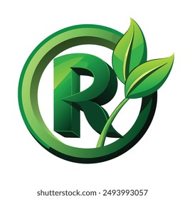 R letter logo initial leaf logo design vector