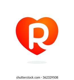 R letter logo inside heart for st. Valentine's day design. Vector design template elements for your application or corporate identity.
