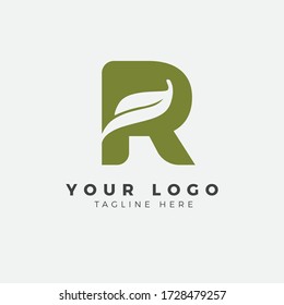 R Letter LOGO with leaf negative space logo simple and MODERN logo