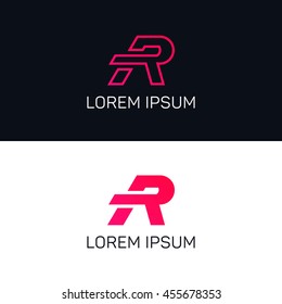 R letter logo lines emblem sign vector element icon