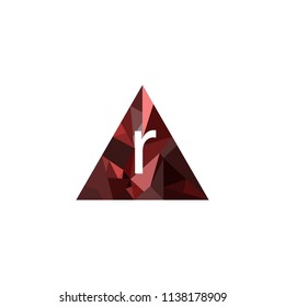 R Letter Logo With Low poly Triangle Background