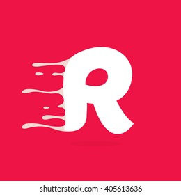 R letter logo made of milk. Vector design template elements for your poster or corporate identity.