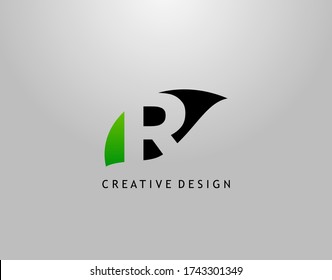 R Letter Logo. Modern Abstract of Hidden R With Simple Leave Shape. Eco Nature Concept Design.