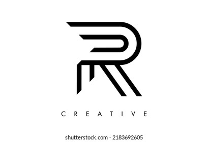 R Letter Logo Monogram with Black and White Lines and Minimalist Design Vector. Creative Modern Letter R Icon Sign Illustration.