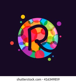 R letter logo with mosaic pattern. Abstract multicolored vector design template elements for your application or corporate identity.