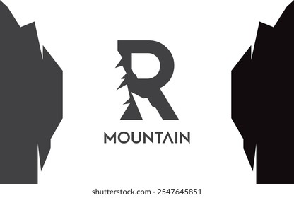 Logotipo de la letra R montaña para la identidad. plantilla de la letra para su marca