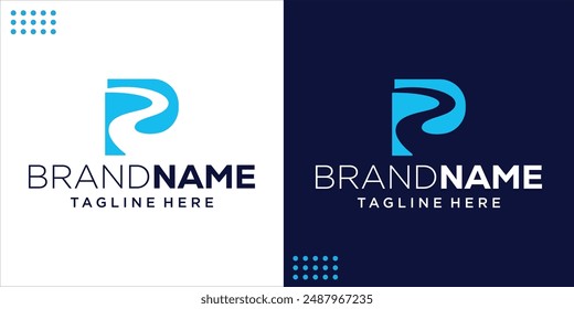 R letter logo Negative Space river, highway illustration, Design Inspiration, Vector