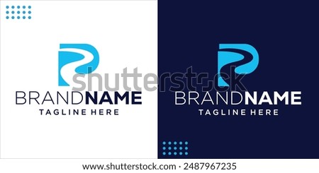 R letter logo Negative Space river, highway illustration, Design Inspiration, Vector