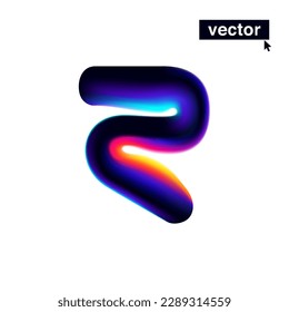 R letter logo with neon glitch. Multicolor gradient sign with double exposure and illusion effect. Glowing color shift vector icon. Perfect for your vibrant heading, video game screens, Sale banner.