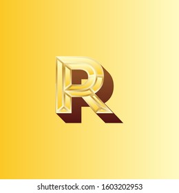 R letter logo with nice gold background.R letter icon.