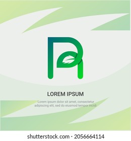 R letter logo plus leaf in vector template