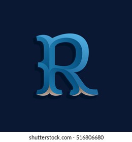 R letter logo in retro marine style. Vintage decorative typeset for labels, posters etc.