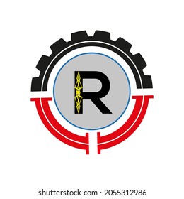 R letter Logo with Round Shape Black color vector template	