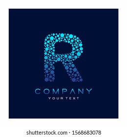 R Letter Logo Science Technology. Connected Dots Design Vector