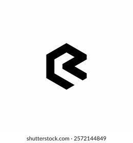 The R letter logo is shaped like a house. A minimalist symbol in the form of the letter R formed by the silhouette of a house and its roof. This logo is perfect for the construction or real estate