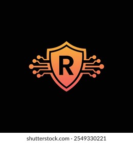 R letter Logo with Shield, R shield logo design template 