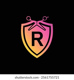 R letter Logo with Shield, R shield logo design template