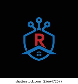 R letter Logo with Shield, R shield logo design template