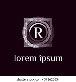 R letter logo with square border - vector (sign, symbol, icon, border)