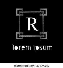 R letter logo with square border - vector (sign, symbol, icon, border)