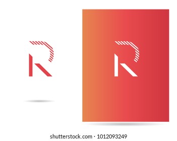 R letter logo stroke design vector template