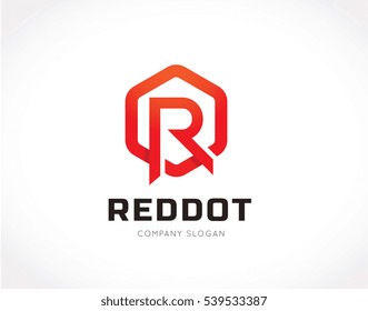 R letter logo template.