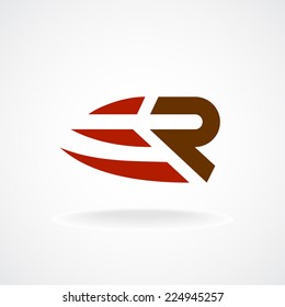 R Letter Logo Template. Fast Speed Symbol. Rapid Move.