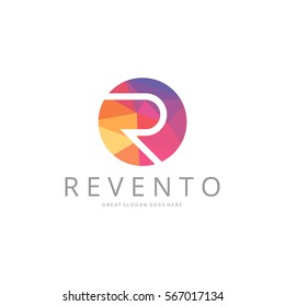 R letter logo template. Polygonal letter logotype 