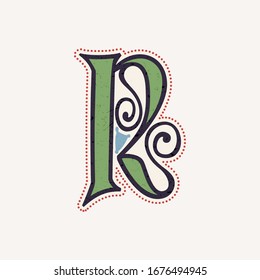 R letter logo in true celtic knot-spiral style. Perfect typeface for for history identity, medieval print, tribal posters, etc.